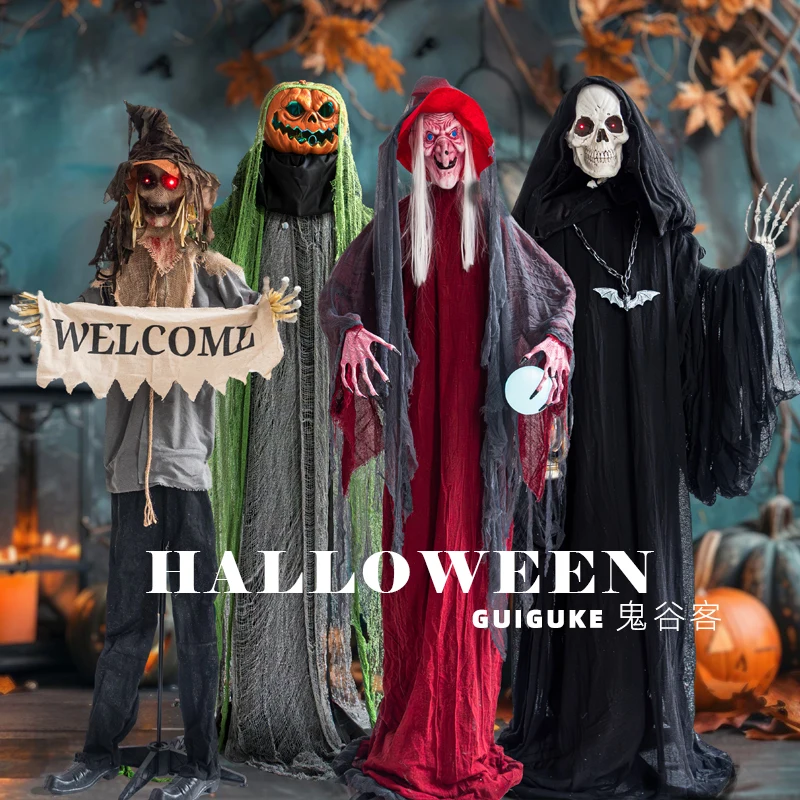 

Halloween New Large and Medium Standing Ornament Haunted House Secret Room Witch Death Demon Zombie Pumpkin Monster Ornament