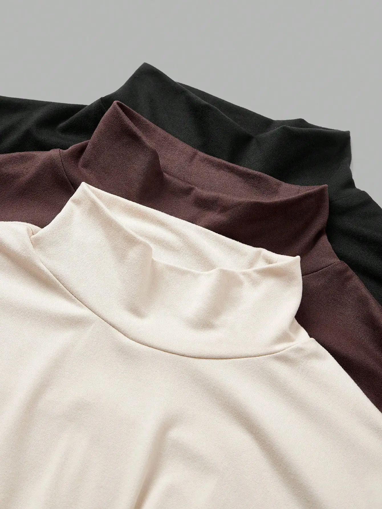 فستان نسائي ذو ياقة مدورة دافئة ونحيف ومتعدد الاستخدامات بلون سادة لمجموعة الخريف والشتاء مكون من ثلاث قطع #5