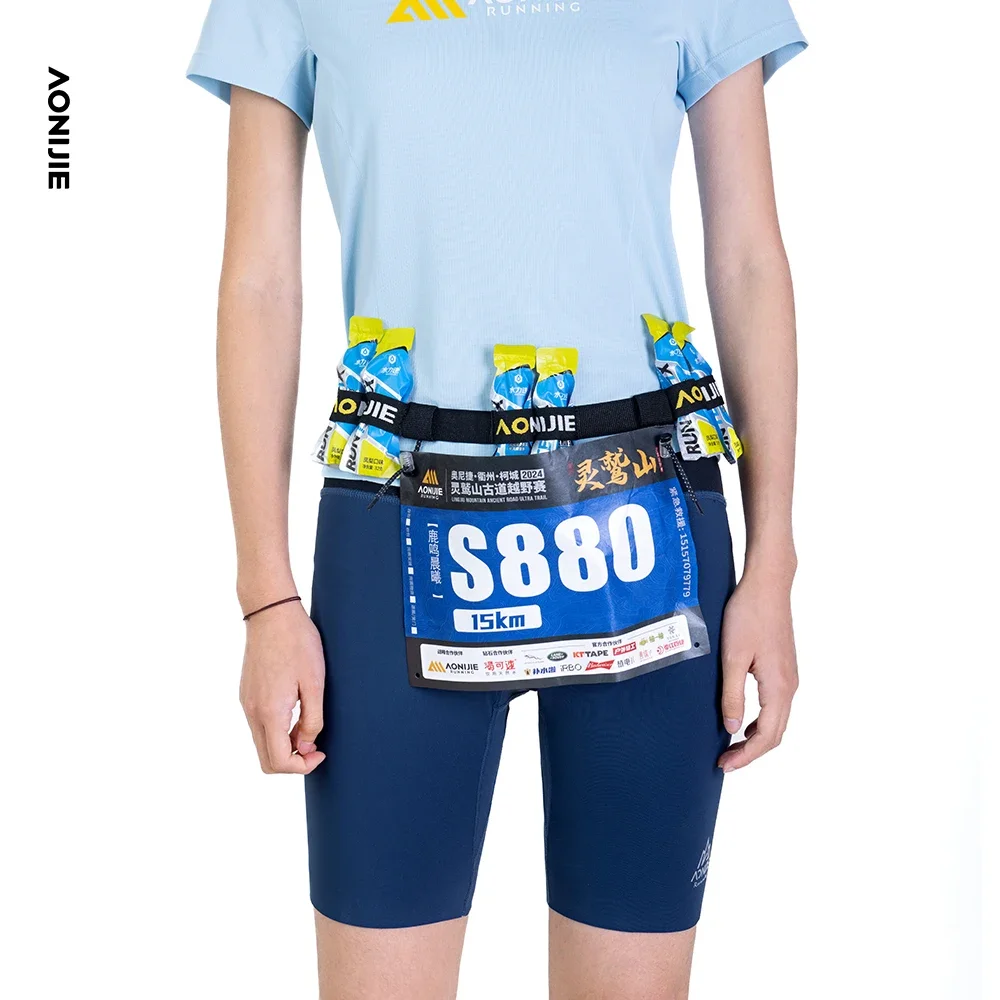 AONIJIE E4435 Maraton wyścigowy pas z numerem śliniaczek stały bieganie elastyczna klamra pas biodrowy do triathlonowych wyścigów maratońskich bieganie w terenie