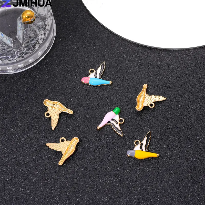 15pcs Enamel Charms Cute Birds Charm Pendant Supplies For DIY Handmade Necklaces Earrings Bracelets Jewelry Making Accessories