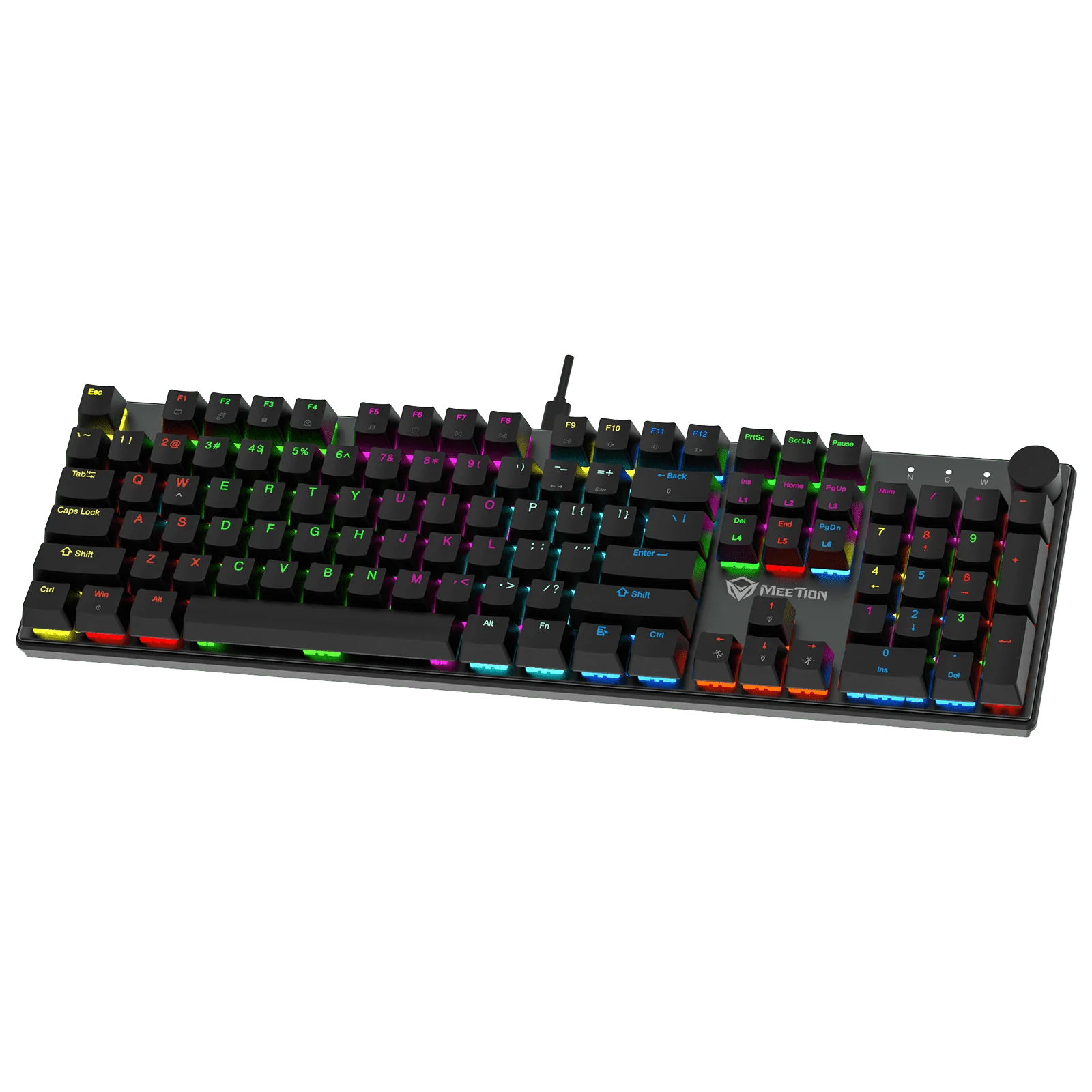 

E-Sports Mechanical Keyboard RGB Backlight Wired Type-C Red Axis Suspended Key Zones Gaming Shortcut Features Metal Panel