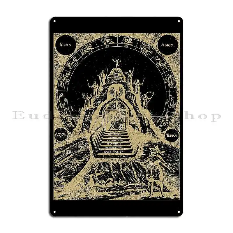 Mandala Cave Emblem Hermeticism Kabbalah Metal Sign Cinema Design Wall Decor Printed Create Tin Sign Poster