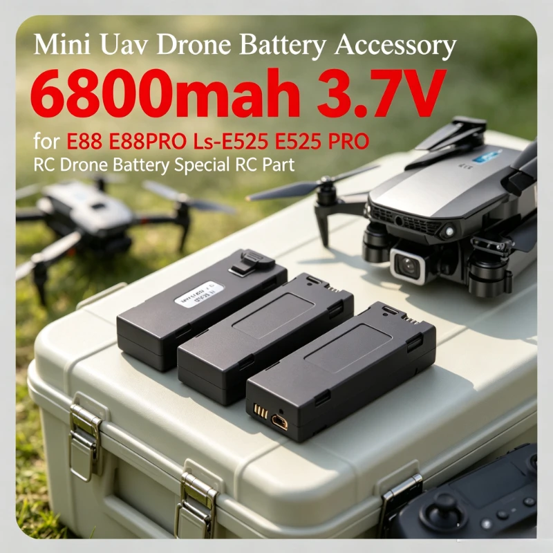 For RC Drone Replacement Battery 6800mAh 3.7V Special RC Part Accessory For E88 E88PRO LS‑E525 E525 Pro Mini UAV Drone