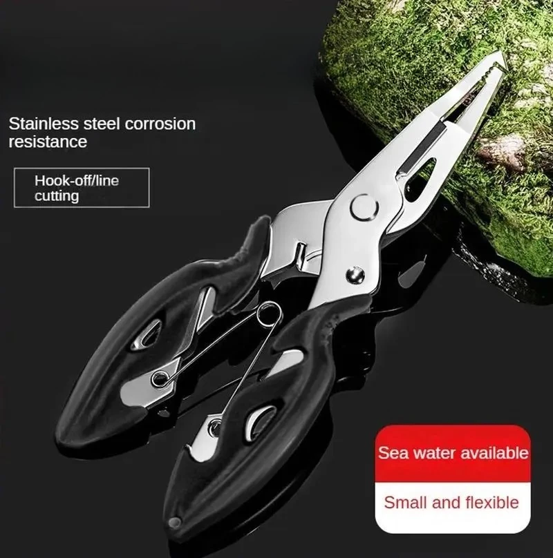 متعددة الوظائف منحني الفم الطريق الفرعية كماشة قطع خطوط فك خطاف الصيد فتح لفائف أدوات الصيد في الهواء الطلق ذو طيات