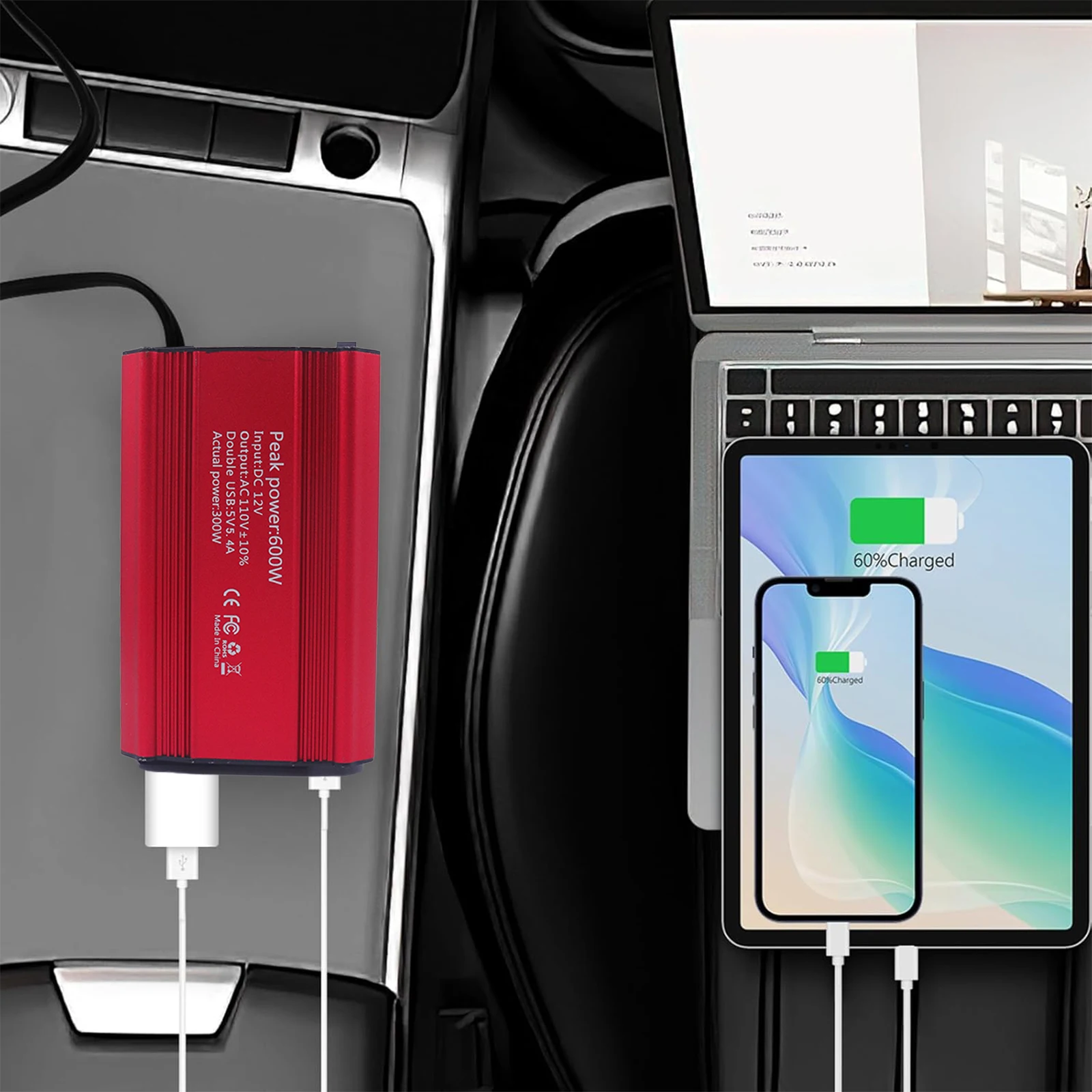 SSTH 300 واط عاكس طاقة السيارة 600 واط الذروة الطاقة تيار مستمر 12 فولت إلى التيار المتناوب 110 فولت مع محول USB المزدوج محسن موجة جيبية المكونات العالمية #3