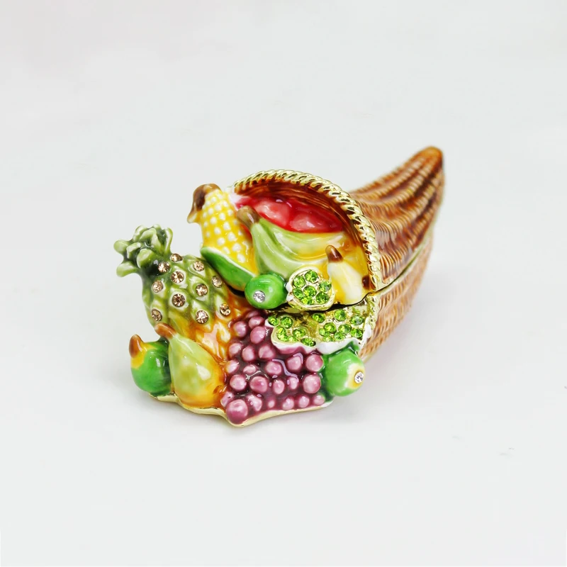 SHINNYGIFTS Enamel Fruit Jewelry Box Personalized Mini Trinket Storage, Compact Ring Organizer for Dressing Table Custom Gifts