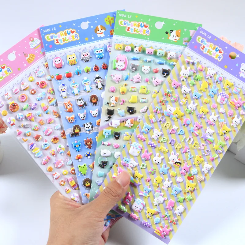 4 pcs/lot Cute Mini Animals Puffy 3D Stickers DIY Scrapbooking  Sticker Diary Stationery Decorative Supply