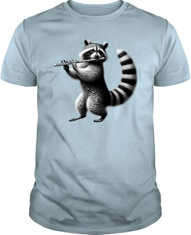 Raccoon Playing Flute Flutist Flute Player  Anime Graphic T-shirtsY2K tops Unisex Summer Short Sleeve