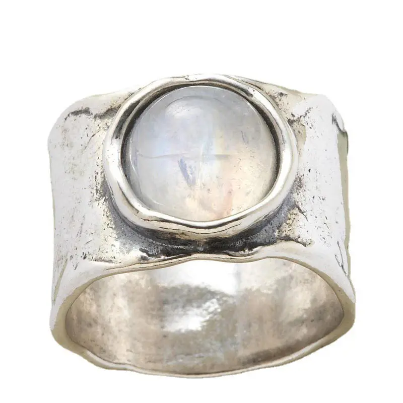 Vintage Round Moonstone Rings for Women Female Wedding Party Anniversary Gift Jewelry Accessories Gifts for Girl Anillos Mujer