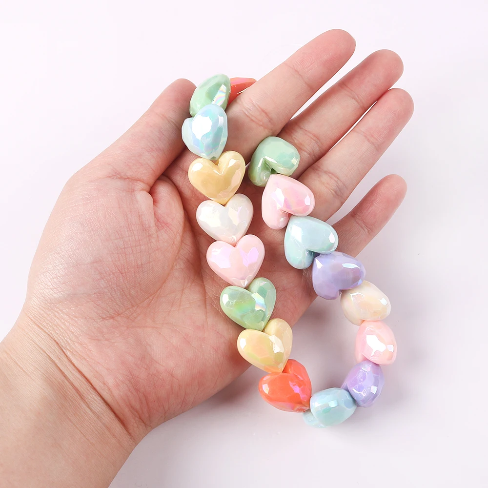 Pestrý krájet srdce vzhled akryl korále pro šperků vytváření DIY náušnice náramek 17x20mm heart-shaped šperků příslušenství