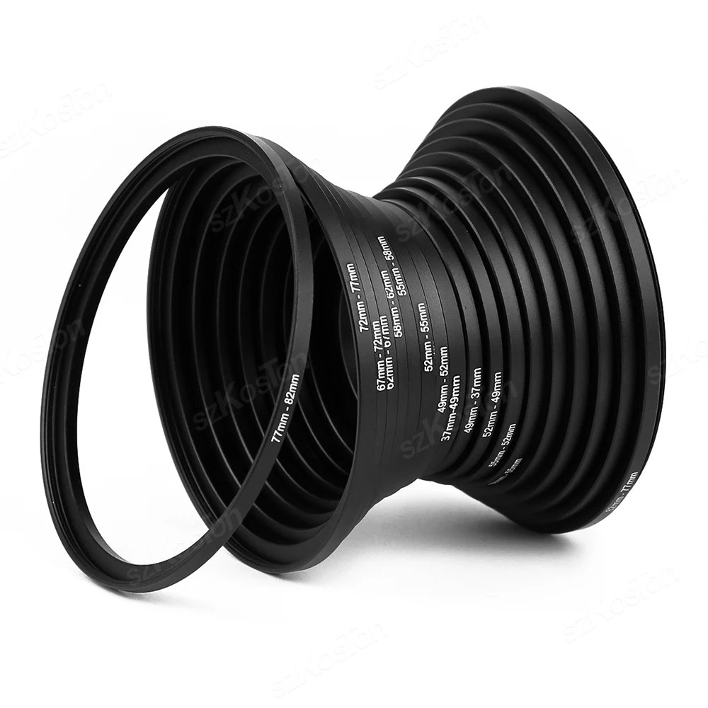 18 Stuks Camera Lens Filter Step Up & Down Ring Adapter Metalen Filter Adapter Ring Voor Alle Camera Dslr 37-82 82 82-37Mm Mount Set Kit