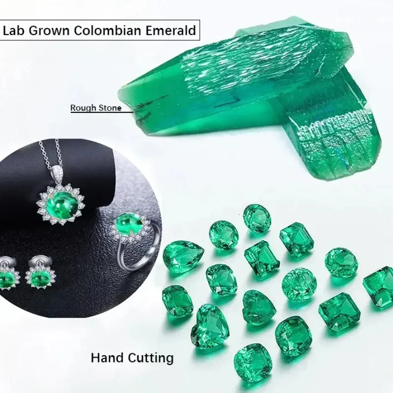 Top Lab Grown Columbia Emerald Stones Hand-cut Hydrothermal Emeralds Gemstone for Diy Jewelry Making Selectable AGL Certificate