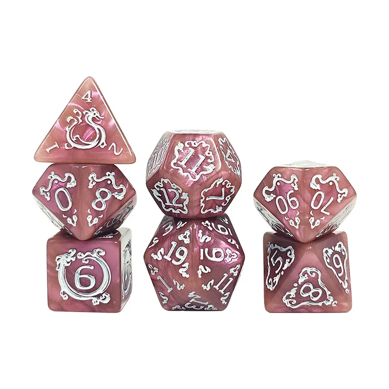 DND Dobbelstenen 7 stks/set Draak Patroon Polyhedrale Dices Rollenspel D & D TRPG Bordspel Dobbelstenen Als Geschenk Entertainment accessoires