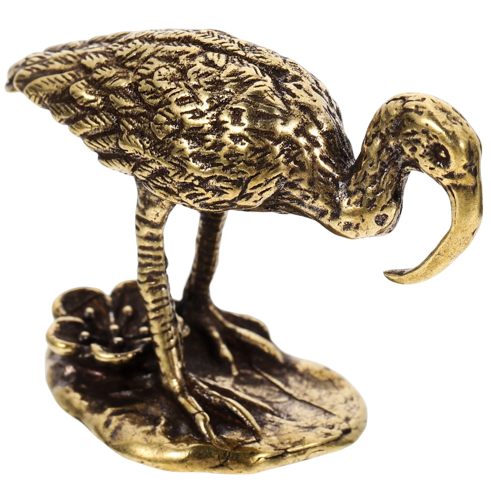 

Long-Billed Crane Miniature Brass Statue Vintage Decoration New Year Party Housewarming Birthday Ornament Crane Statue