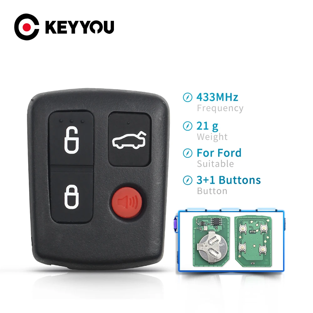 

KEYYOU For Ford BA BF Falcon Sedan/Wagon Keyless Car Remote 4 Buttons Keypad Replacement Car Key 433MHZ