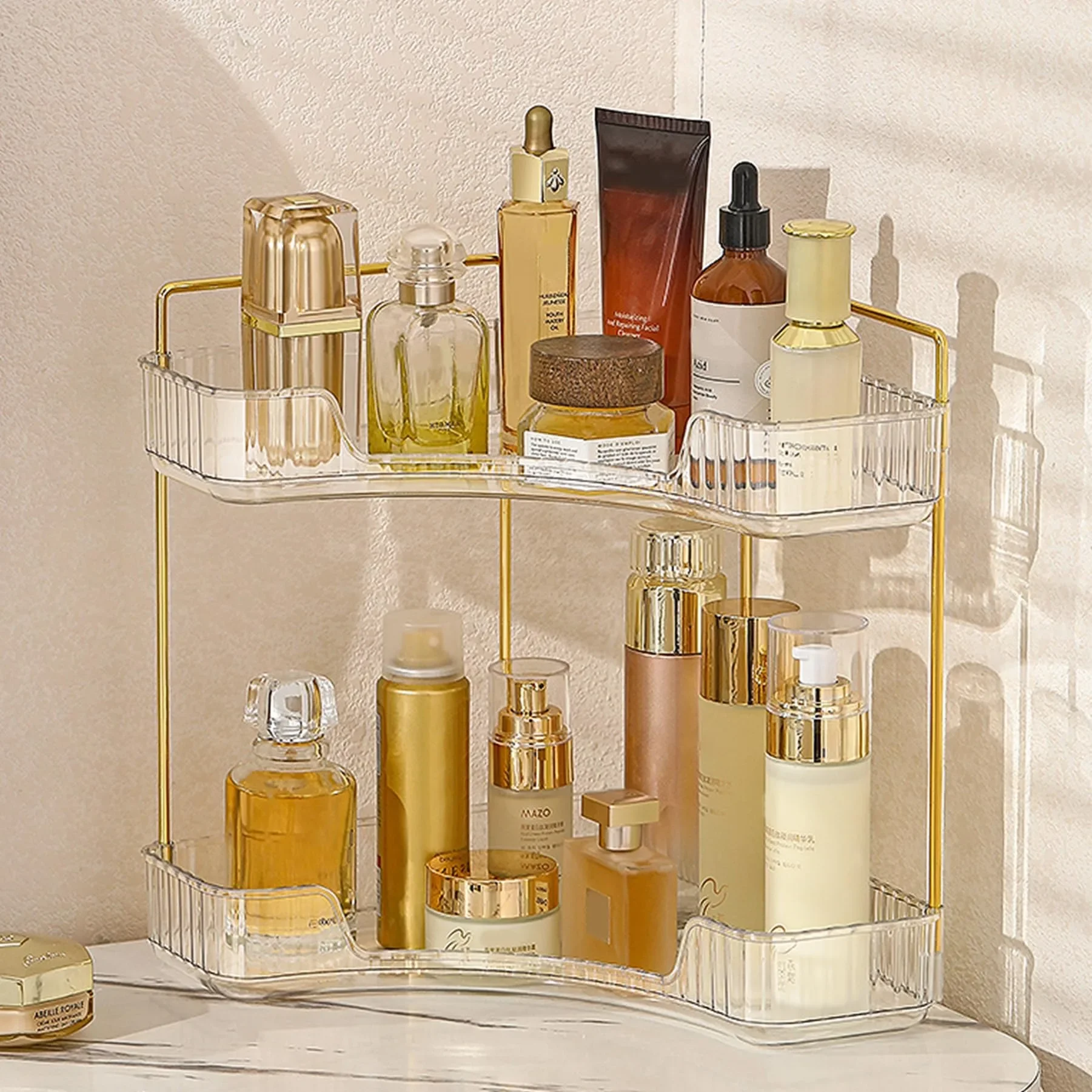 Gold Corner Vanity Organizer 2
