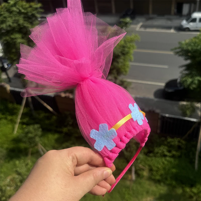 Diadema mágica de elfo para Halloween, Aro para el pelo de princesa Poppy Trolls, accesorios para el cabello para fiesta de cumpleaños