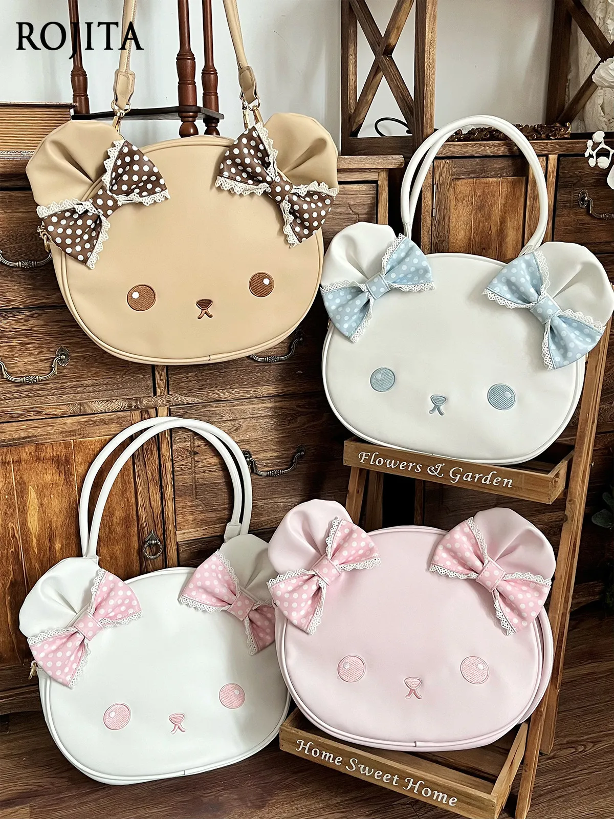 Bear Cake Big Head Bag Lolita Shoulder Cute Messenger Portable Commuter Tote Bag Handbag Crossbody Purse