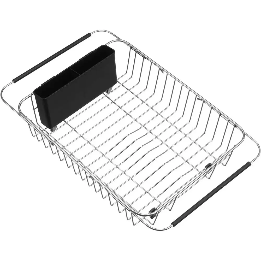 

Expandable Dish Drying Rack Over The Sink Dish Drainer Dish Rack in Sink or On Counter with Utensil Silverware Storage Holder, R
