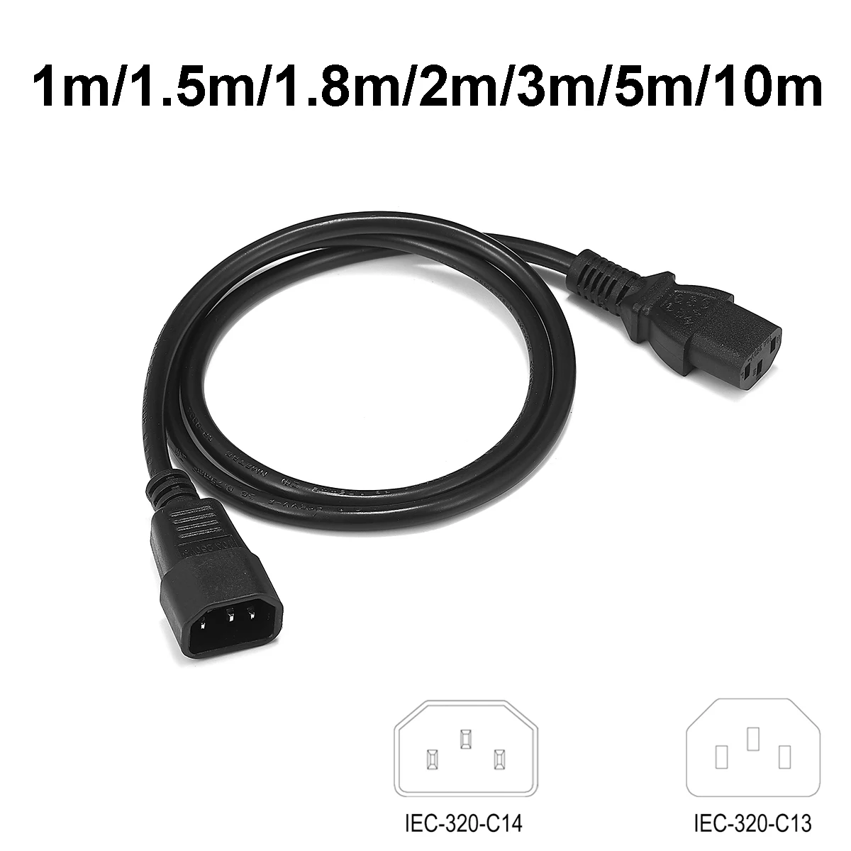 AC Power Supply Cord IEC320 C13 to C14 Plug 1/1.5/1.8/2/3/5/10m Power Extension Cord For DJ Studio Lights PC Computer UPS PDU