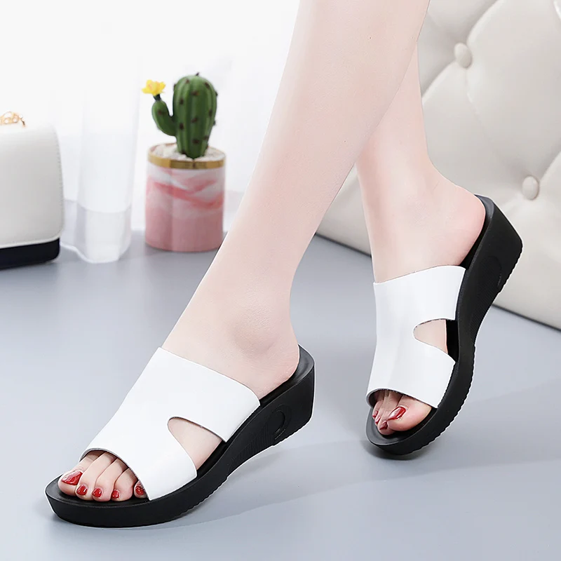 2024 New Fashion Summer Women\'s Sandals Luxury Wedges Slippers Black Platform Shoes for Women Shoes Zapatos De Mujer