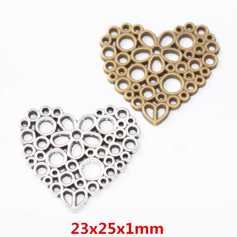 100pcs 23*25MM ZAKKA Grocery Creative Vintage Flower Circle Element Love Handmade DIY, Bronze Popular Necklace Jewelry Pendant