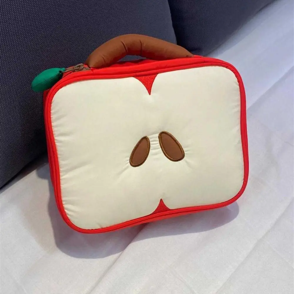 

Cute Apple Pattern Makeup Bag with Compartments Portable Travel Toiletry Bag Large Light-weight Cosmetic Bag Women