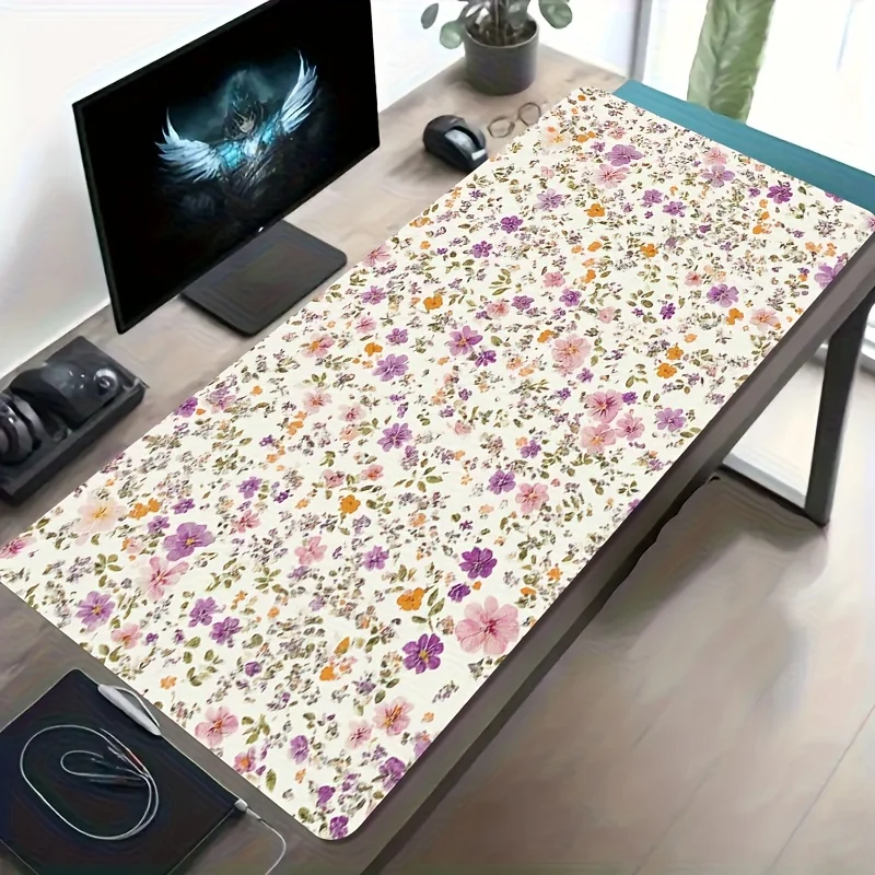 CIFBUY Large Gaming Mouse Floral Pastoral Full-print Non-slip Washable Rubber Base Oversized Desk Mat Office Computer Decor