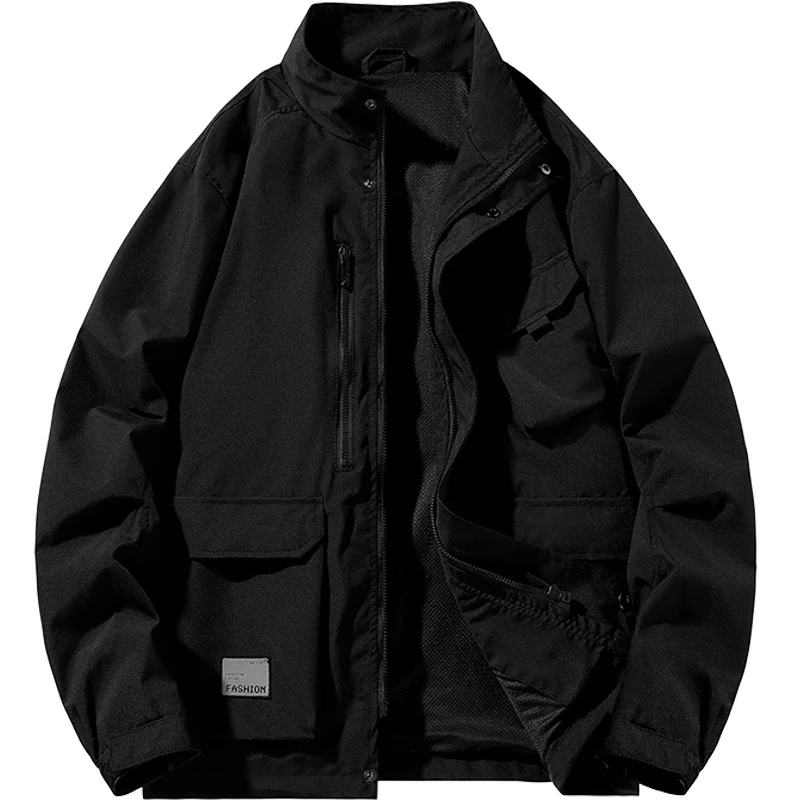 

2025 Spring and Autumn New American Retro Men's Cargo Jacket Outdoor Loose Storm Jacket Multi-Pocket Windproof Coat Men