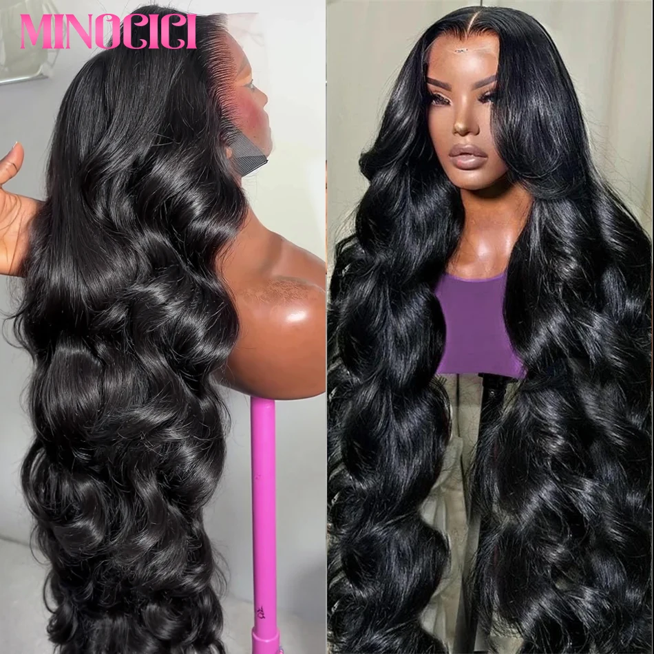 220% densité 40 pouces vague de corps perruques de cheveux humains 13x6 Hd dentelle frontale perruques pour les femmes noires pré plumée vague lâche dentelle frontale perruque