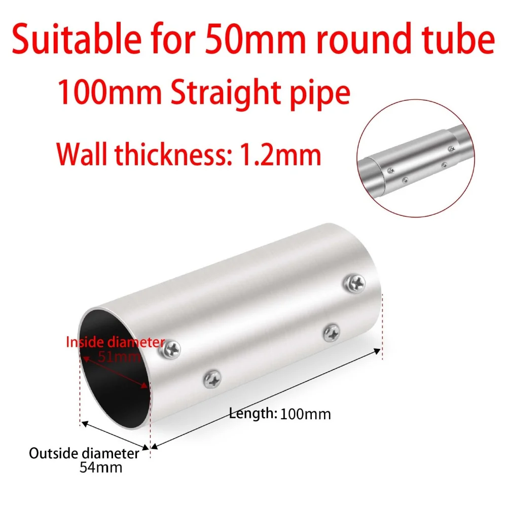 Stainless Steel Straight Pipe Connector 38/50mm Round Pipe Connector 2 Way Pipe Fitting Clothesline Shelf joints Tube Connector