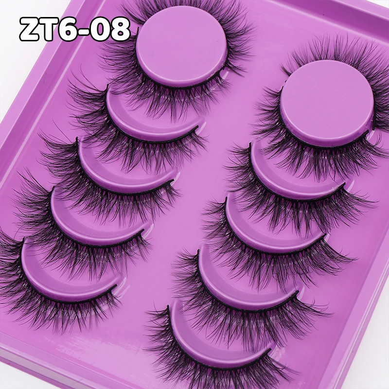 DINGSEN 6 Paar 3D 5D natürliche Wimpern farbige braune Wimpern Volumenwimpern Frau Make-up falsche Wimpernverlängerung – Detail 11