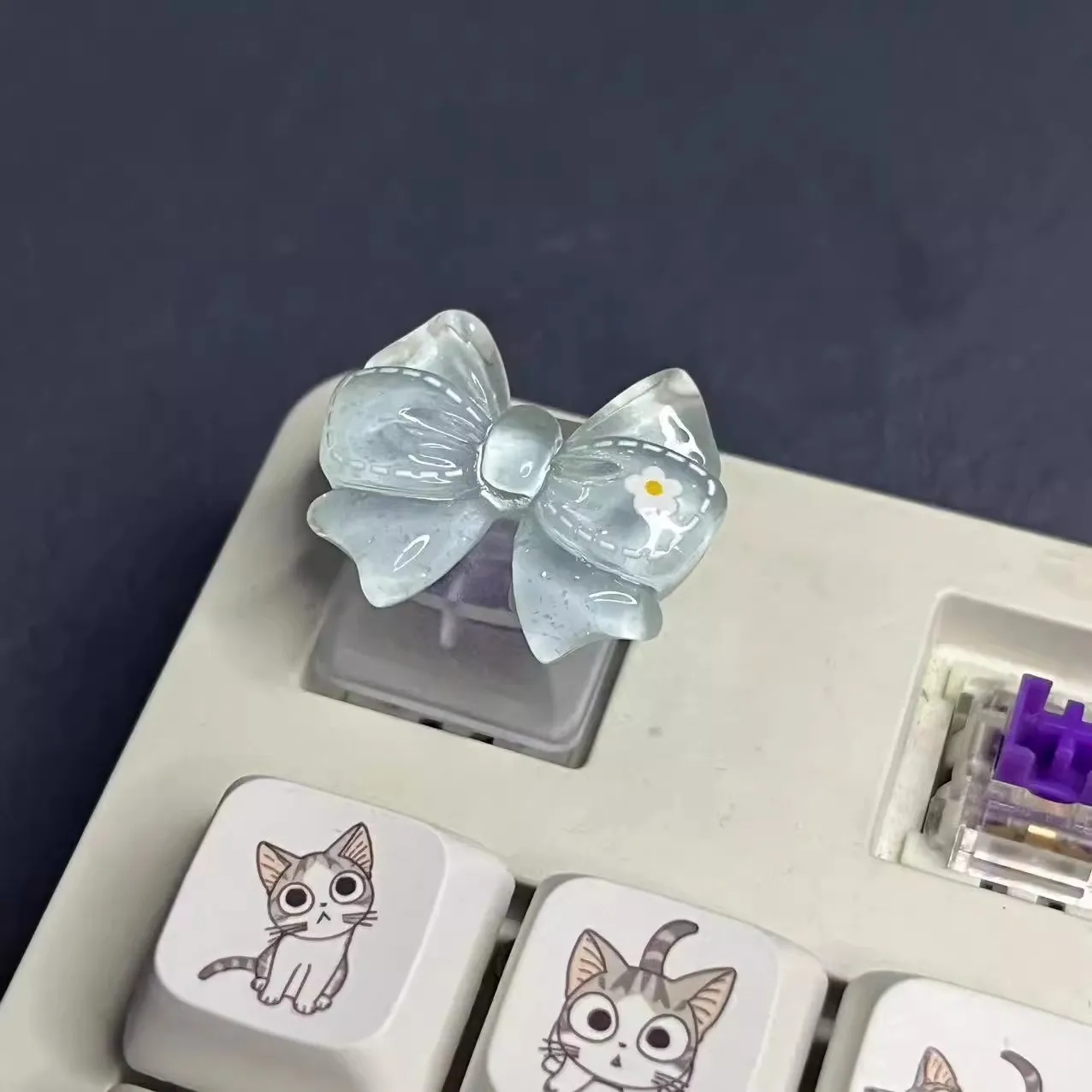 Personalizado translúcido arco Keycap, adequado para teclado mecânico, rosa e azul Keycap, acessórios criativos