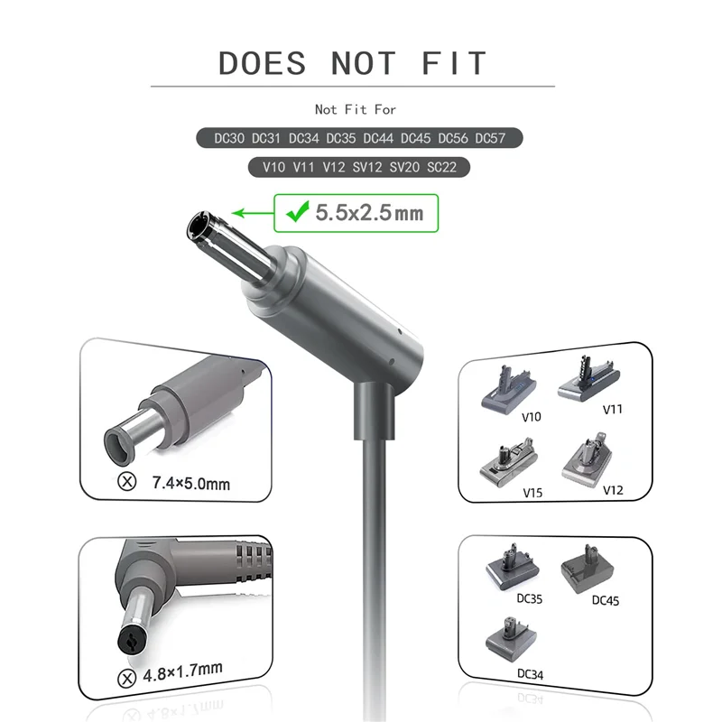 Pengisi Daya Baterai Dapat Diganti Stabil untuk Dyson Portabel V6 V7 V8 26.1V Pengisi Daya Baterai Model Universal dengan Steker AS