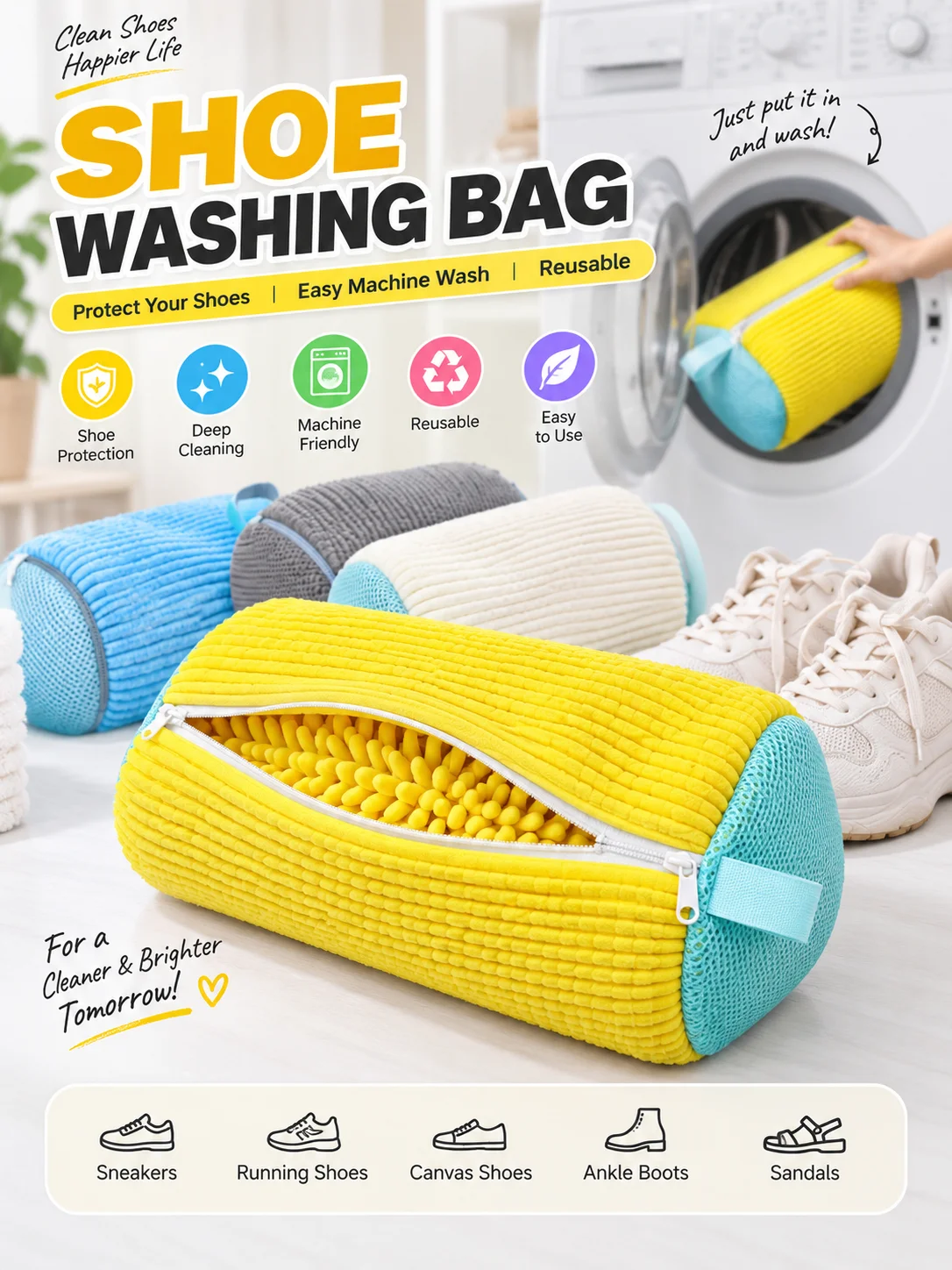 Wäschesack für Schuhe, Gepolsterter Netzschutz für Sneaker, Maschinenwaschbarer Trockensack aus Polyester, Wiederverwendbarer Sneaker-Pflegesack – Detail 2