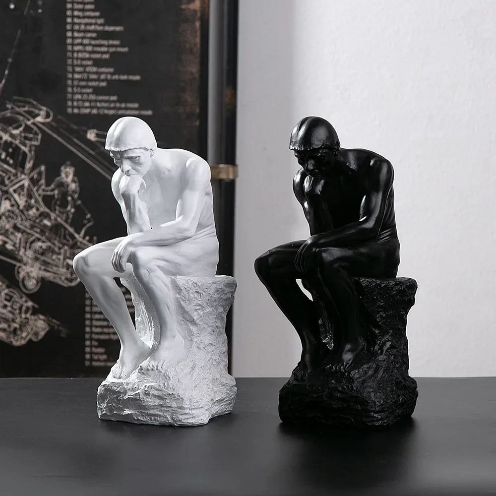 Rodin’s The Thinker Statue Resin Creative Figure Contemplator Sculpture Decor Living Room Study Room Office Home Decoration