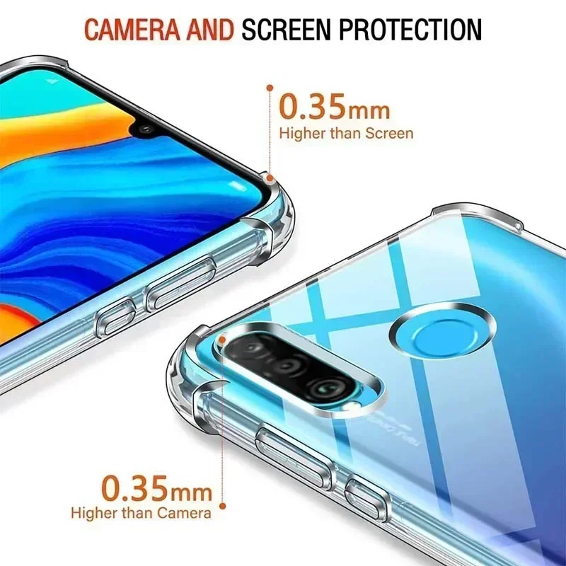 Clear Case For Huawei P30 Lite P20 Pro P30 Pro Thick Shockproof Soft Silicone Phone Cover for Nova 5T Y70 9 SE 10 Pro Mate 20