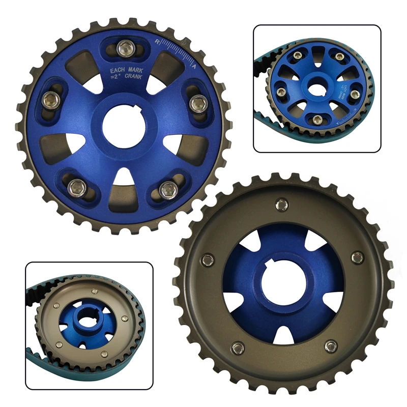 Racing Cam Gear Pulleys for Honda Civic Del Sol 92-95 Si EG 92-94 EK 95-98 Type-R 97-00 B16 Acura Integra Type R B18C