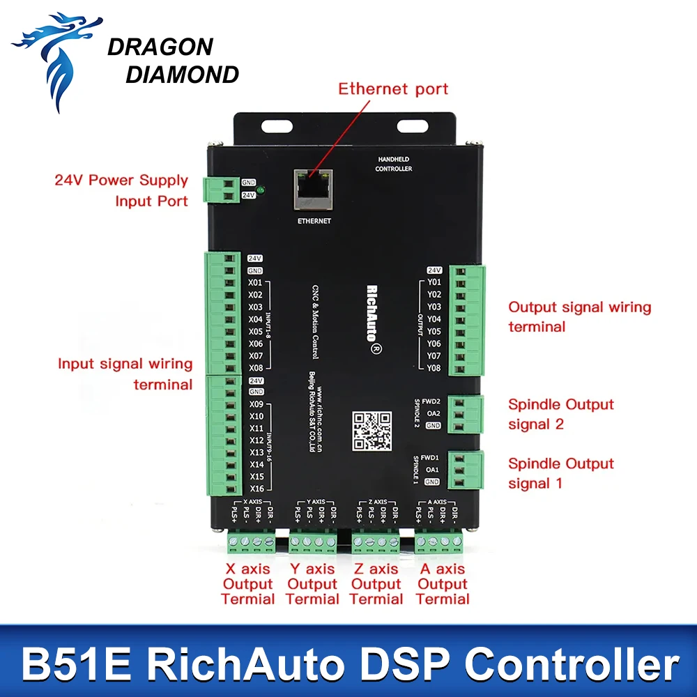 RichAuto DSP B51 USB CNC Controller B51E 3 Axis Controller System DC24V Input for CNC Router Control Machine