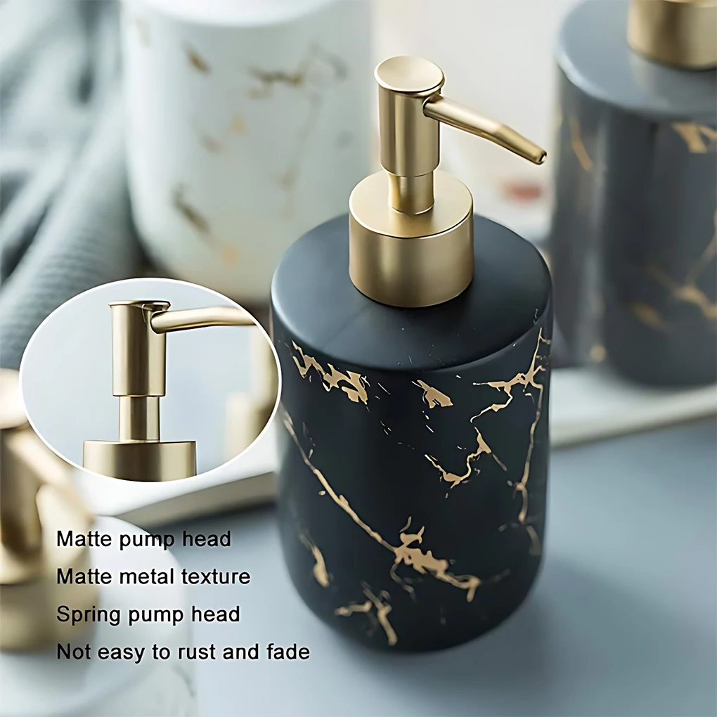 Marble Pattern Ceramic Dispenser For Stylish And Safe Bathroom Eco-friendly Ceramic Soap Dispenser