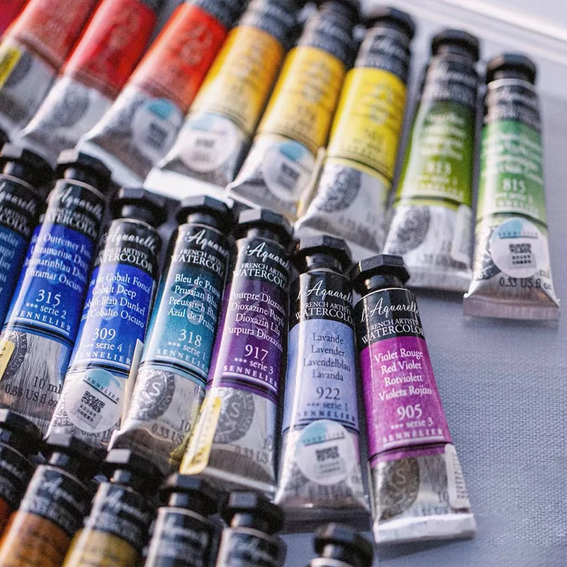 Portable 36 Colors SENNELIER College Watercolor Paint Set 0.5/1ML Pigment Travel Package For Artist Student Art Supplies