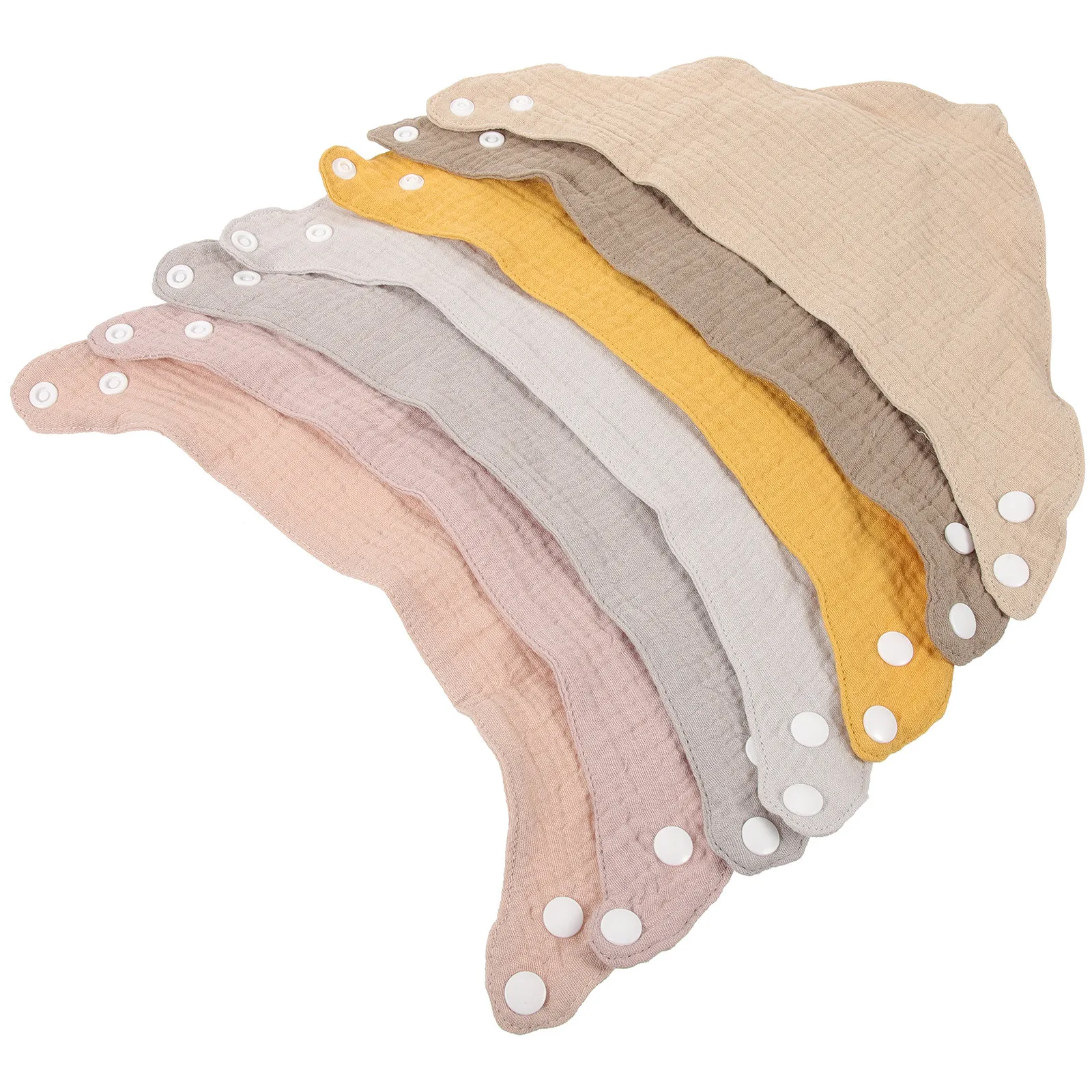 

7Pcs Colorful Small Bibs Soft Cotton Unisex Bibs Reusable Eat Bib with Snap Strap Adjustable Neck Bib for Meal Daily Use All