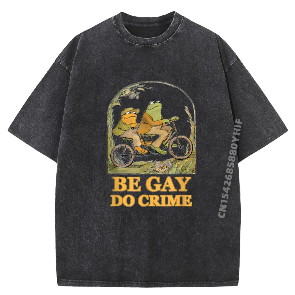 

Classic Printed Tshirt The Frog and The Toad Mens T-shirts Graphic Tees Mens Retro Washed Tee Shirt Casual