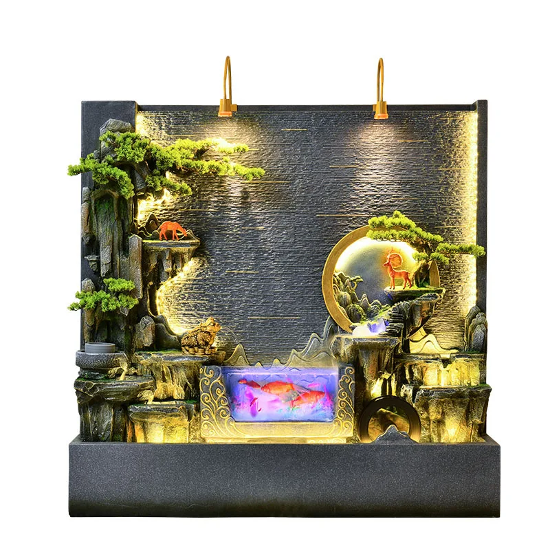 Wasservorhangwand, fließende Wasserwand, Bildschirm, Wohnzimmertrennwand, Hofdekoration, Steingartenzirkulationsornament