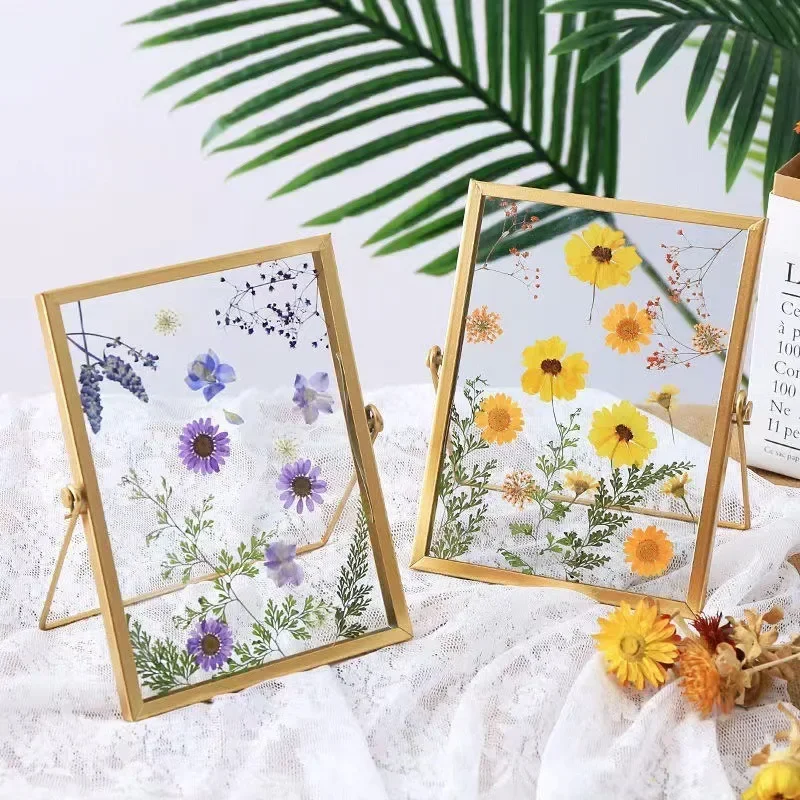 Metal Frame Glass Photo Frame Gold Black Desktop  Wall Mountable Picture Display for Photo Pressed Flower Artwork Decor Gift