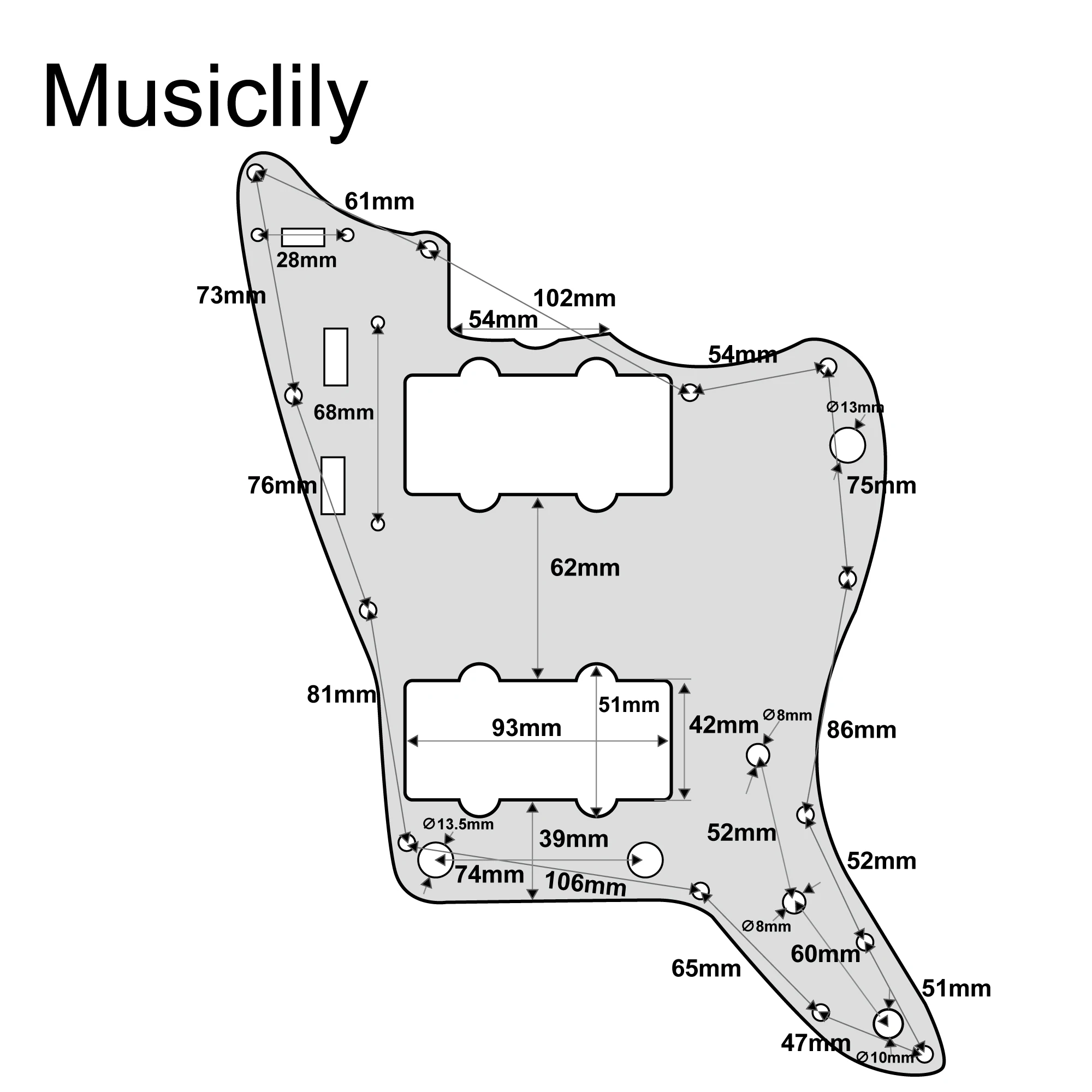 Musiclily Pro 13-Hole Guitar Pickguard for MIJ Fender Japan Jazzmaster