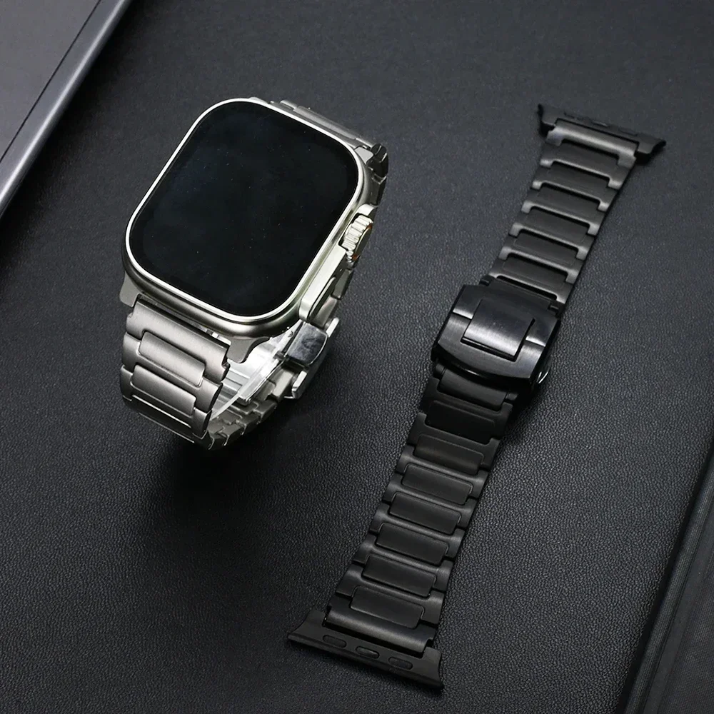 Titanium Strap for Apple Watch Ultra 1 2 49mm 10 46mm Men Link Bracelet for Iwatch Series 9 8 7 6 5 4 Se 45mm 44mm Titanium Band