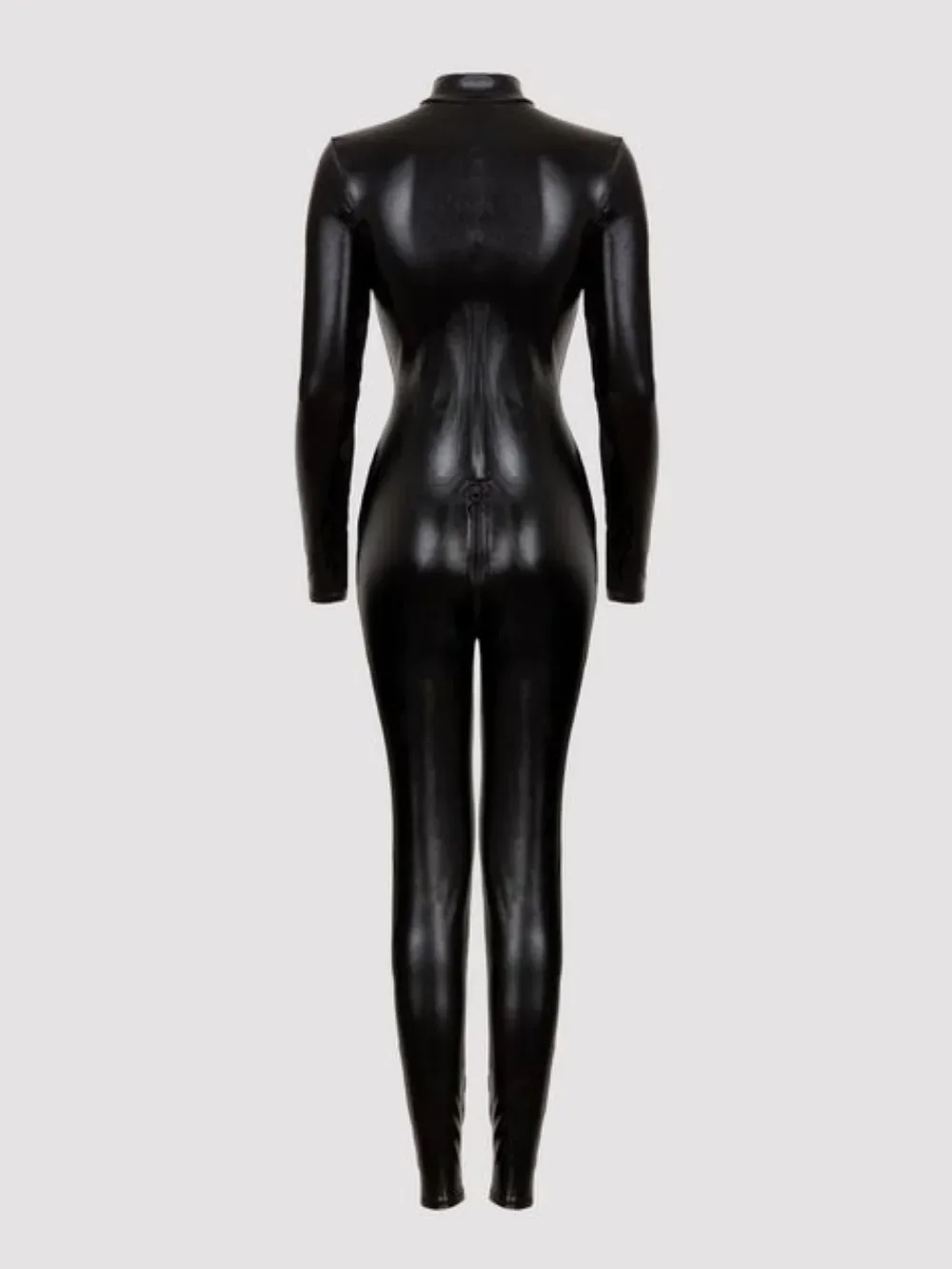 Damen-Leder-Catsuit, sexy, glänzend, mit Reißverschluss, mehrfarbig, für reife Frauen, langärmeliger Jumpsuit, Bodysuit – Detail 5
