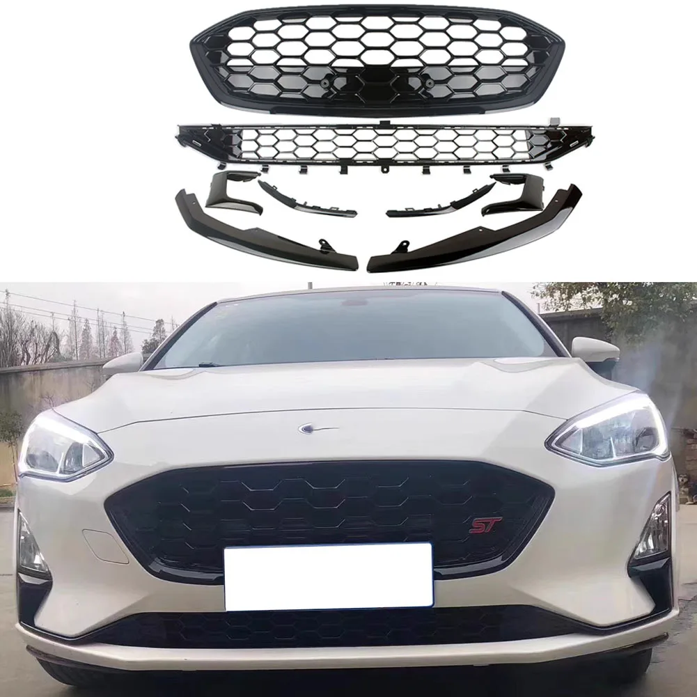 

Накладка на передний бампер решетка Верхняя Нижняя решетка подходит для Ford Focus 2019 2020 глянцевый черный