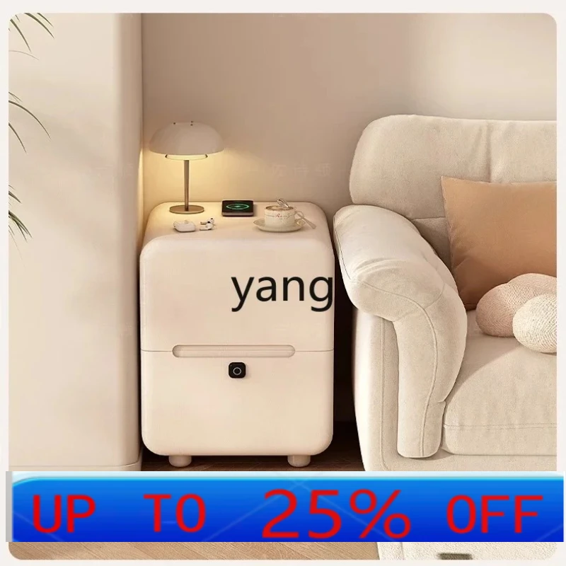 LHH sofa side cabinet rechargeable ultra-narrow crack edge few solid wood living room wall storage table